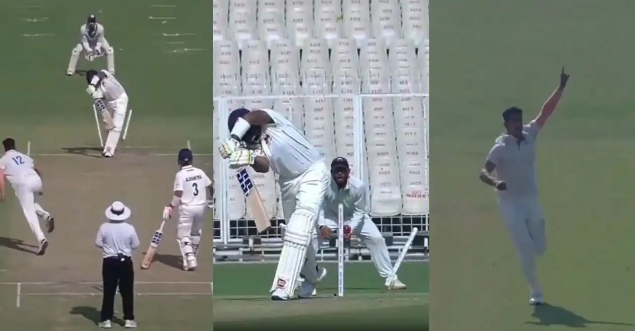 Watch: Summit Kumar bowls sharp inswingers into bowls to send a middle stamp of Surya Kumar Yadav for a walk in the Ranji Trophy Quarter Final